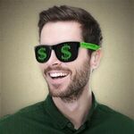 Dollar Sign Novelty Sunglasses - Black-green