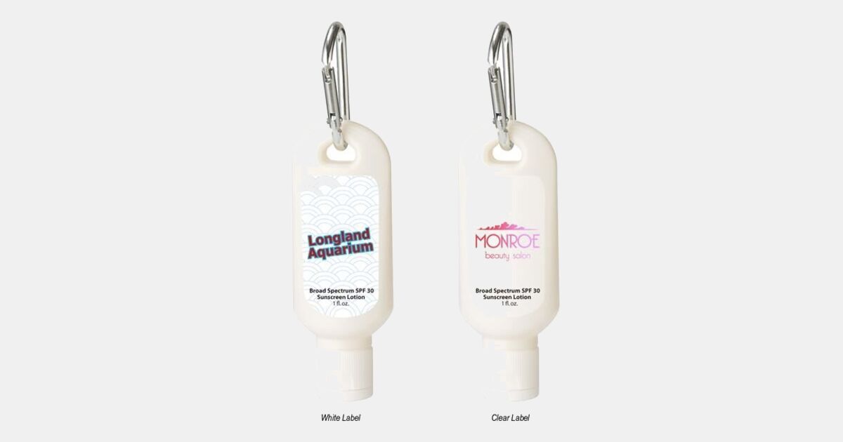Giveaway 1 Oz Spf 30 Sunscreen With Carabiner with your logo ...