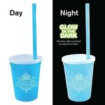 12 oz. Nite Glow Stadium Cup/Straw/Lid Set - Light Blue