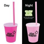 12 oz. Nite Glow Stadium Cup/Straw/Lid Set - Pink