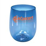 12 oz. Plastic Stemless Wine Glass - Blue