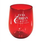 12 oz. Plastic Stemless Wine Glass - Red