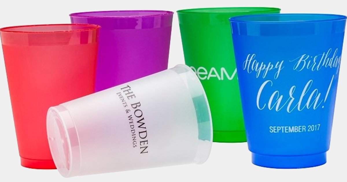 Customized Stadium Cup Drinking Glass Frost-Flex Reusable Plastic 16 oz |  MiniThrowBalls.com