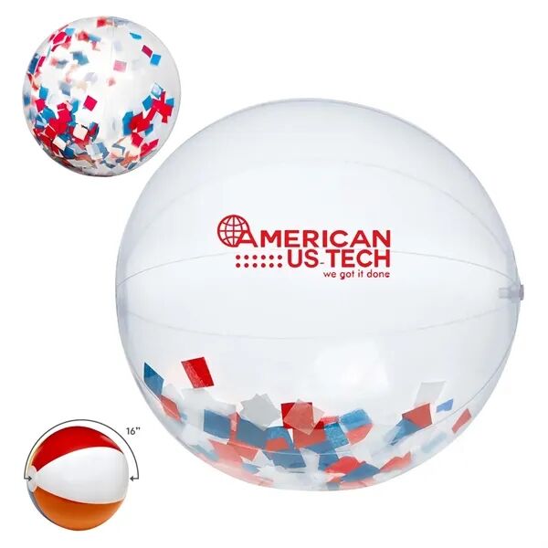 Main Product Image for Custom Imprinted Red, White and Blue Confetti Beach Ball 16"