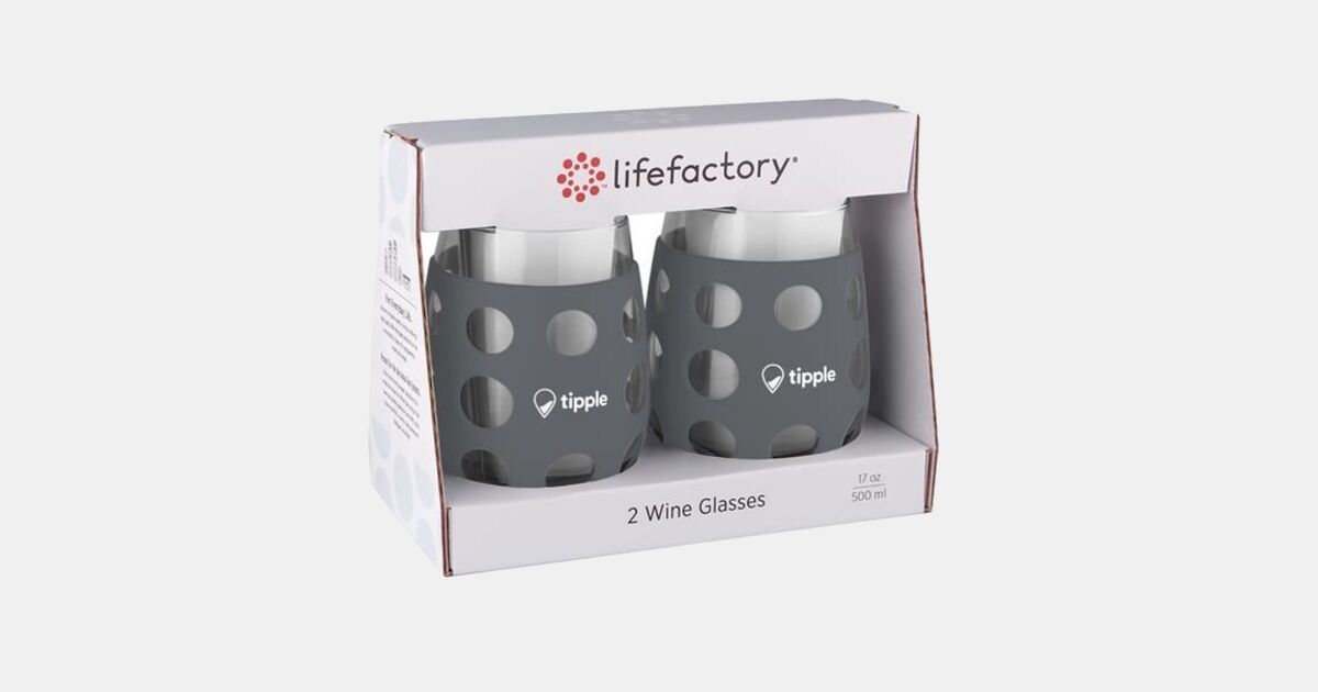 Lifefactory Glasses, Wine, with Protective Silicone Sleeves, 17 Ounce - 4 glasses