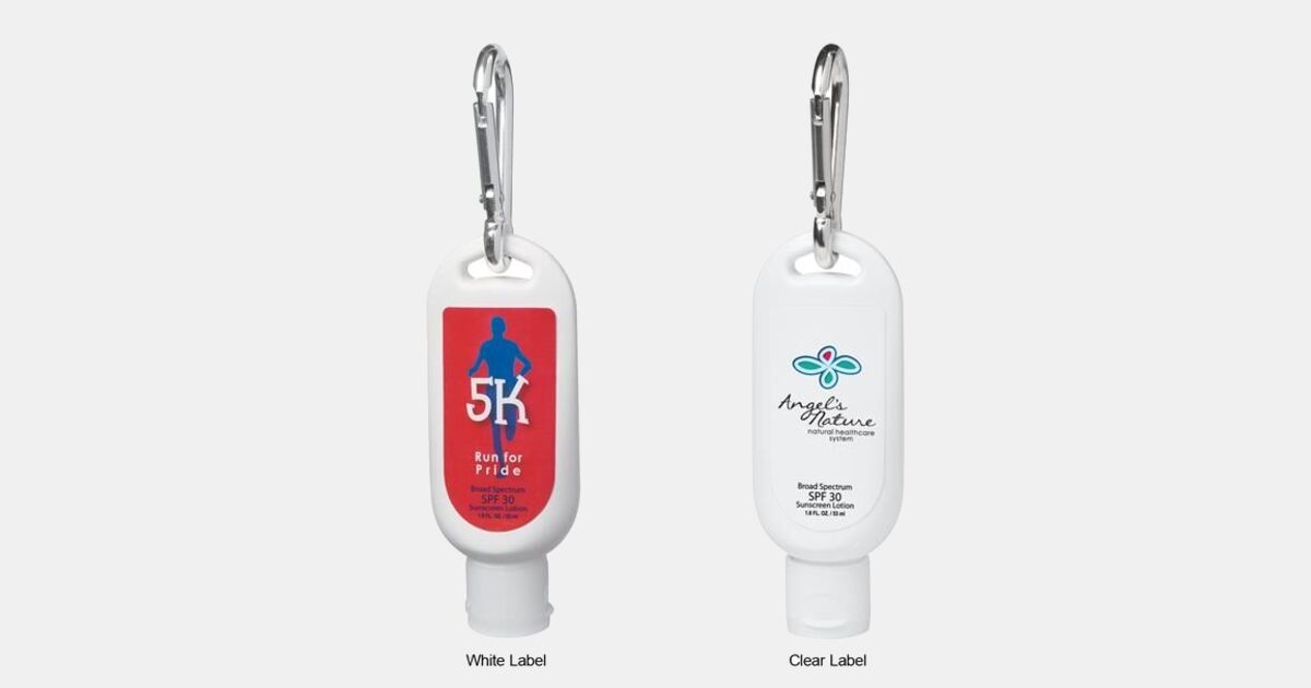 Giveaway 1.8 Oz Spf 30 Sunscreen With Carabiner with your logo ...