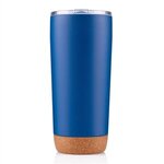 20 oz Azure stainless steel tumbler with cork bottom - Blue