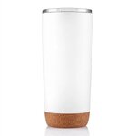 20 oz Azure stainless steel tumbler with cork bottom - White