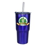 20 oz. Ares Tumbler with Stainless Straw/Flip Top Lid, Full - Blue