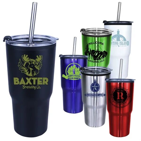 Main Product Image for Custom Imprinted Ares Tumbler w/ Stainless Straw/Flip Lid 20oz.