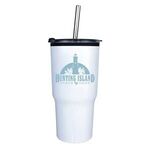 20 oz. Ares Tumbler with Stainless Straw/Flip Top Lid - White