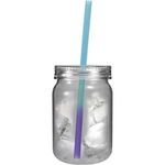 24 oz. Plastic Mason Jar with Mood Straw - Blue to Purple