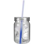 24 oz. Plastic Mason Jar with Mood Straw - Frosted to Blue