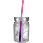 24 oz. Plastic Mason Jar with Mood Straw - Pink to Purple