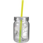 24 oz. Plastic Mason Jar with Mood Straw - Yellow To Green