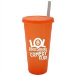 26 oz. Tumbler with Lid and Straw - Neon Orange