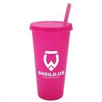 26 oz. Tumbler with Lid and Straw - Neon Pink