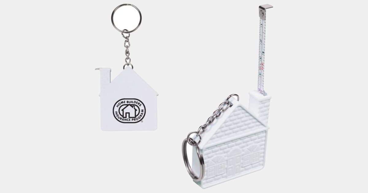 Key Chain with House Shaped Tape Measure 3 ft Custom Imprinted