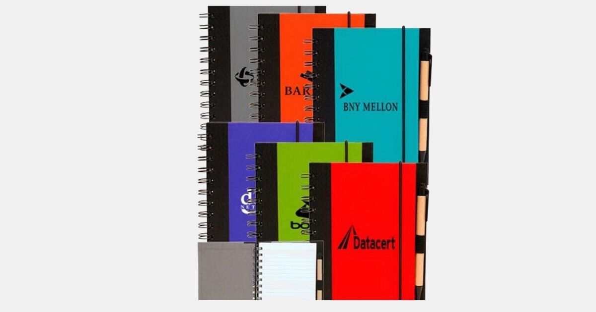 Branded ECO Block Spiral Notebooks with your logo | MiniThrowBalls.com