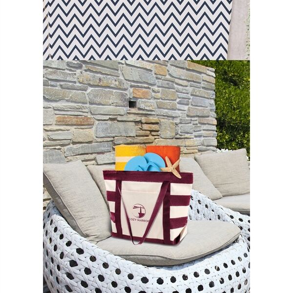 Main Product Image for Custom Imprinted Striped Accent Boat Tote