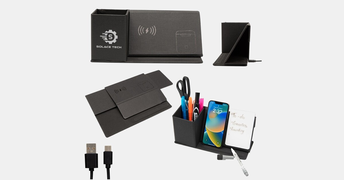 Custom Wireless Charging Desk Organizer With Dry Erase Board with your ...