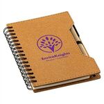 Agenda Recycled Spiral Notebook with Sticky Notes & Pen - Medium Brown