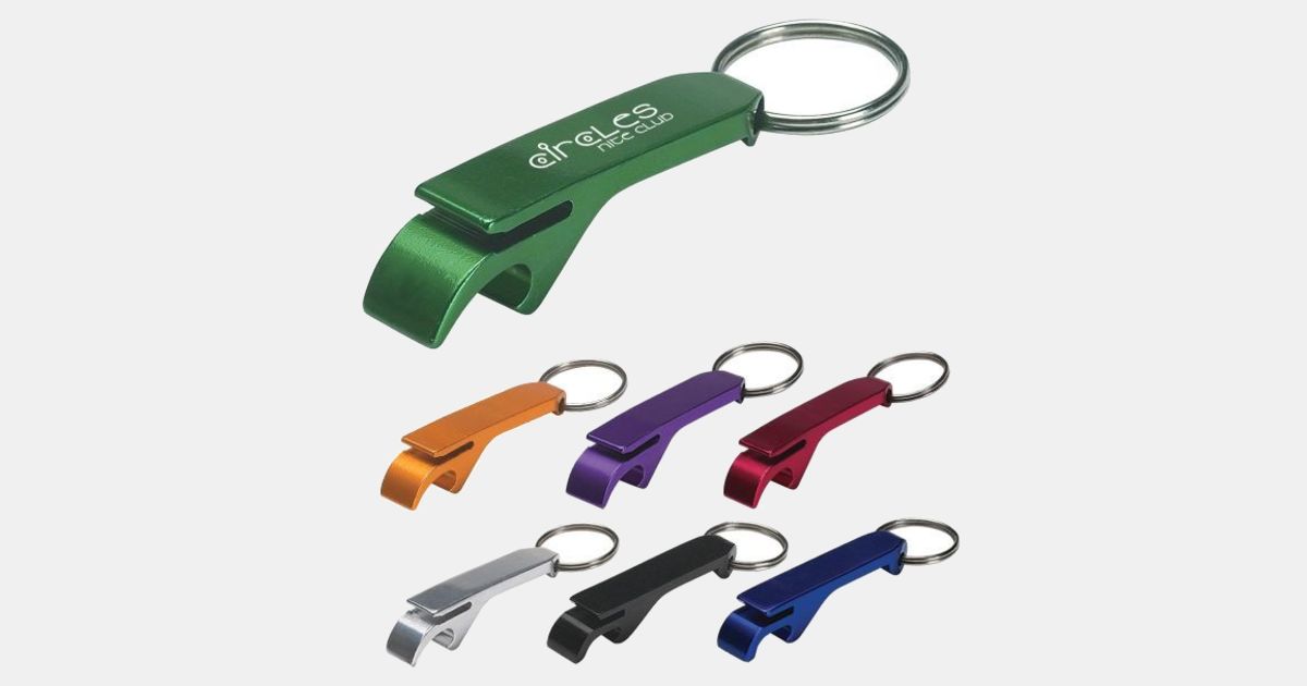 Custom Printed Aluminum Bottle/Can Opener Key Ring with your logo
