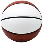 Autograph Basketball with Two White Panels - White - Brown