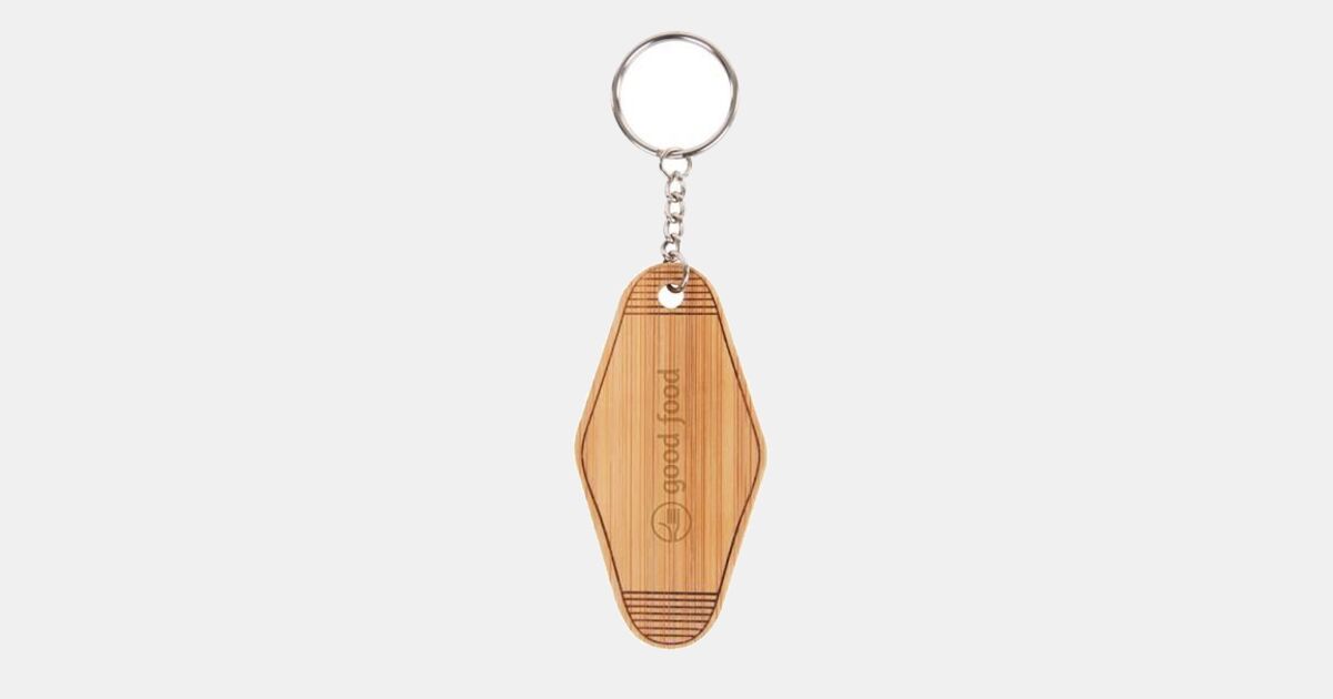 Bamboo Motel Style Keychain with your logo | MiniThrowBalls.com