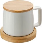 Bamboo Mug Warmer with 8 oz Ceramic Mug - Medium White