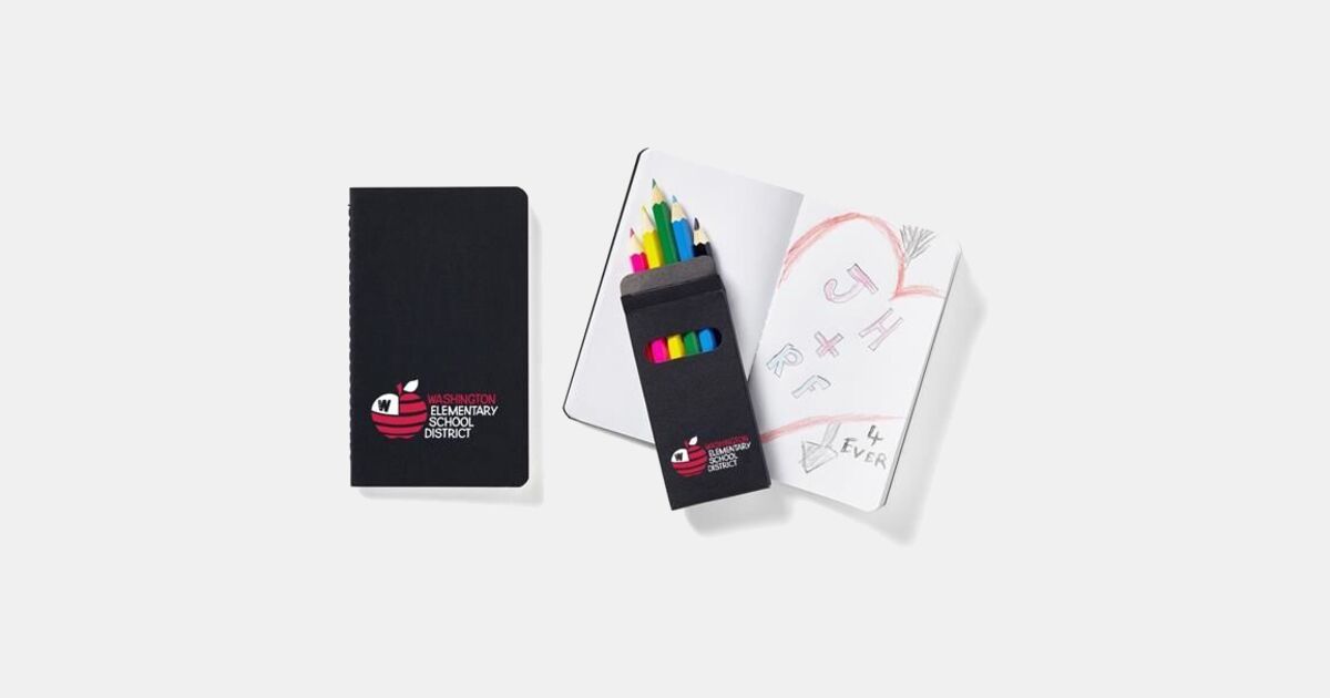Black Mini Notebook & 6-Color Pencil Set with your logo ...