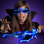 Blue LED Bat Shaped Flashing Sunglasses -  