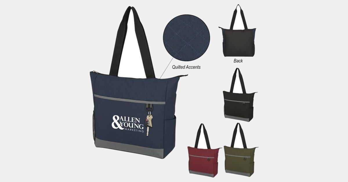 Advertising Carter Quilted Tote Bag with your logo | MiniThrowBalls.com