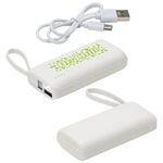 Chancellor 5000 mAh Power Bank with USB-C Built-in Cable - Medium White