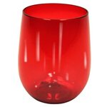 Custom Imprinted 12 oz. Plastic Stemless Wine Glass - Red