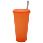 Custom Imprinted 26 oz. Tumbler with Lid and Straw - Neon Orange