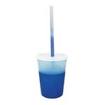 Custom Imprinted Mood 12 oz. Stadium Cup/Straw/Lid Set - Frosted to Blue