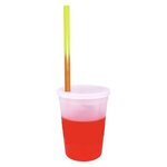 Custom Imprinted Mood 12 oz. Stadium Cup/Straw/Lid Set - Frosted to Orange