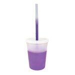 Custom Imprinted Mood 12 oz. Stadium Cup/Straw/Lid Set - Frosted to Purple