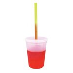 Custom Imprinted Mood 12 oz. Stadium Cup/Straw/Lid Set - Frosted To Red