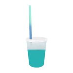 Custom Imprinted Mood 12 oz. Stadium Cup/Straw/Lid Set - Frosted To Turquoise