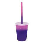 Custom Imprinted Mood 12 oz. Stadium Cup/Straw/Lid Set - Pink to Purple