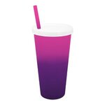 Custom Imprinted Mood 26 oz. Tumbler with Lid and Straw - Pink to Purple