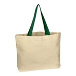 Custom Imprinted Natural Cotton Canvas Tote Bag - White-green