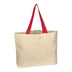 Custom Imprinted Natural Cotton Canvas Tote Bag - White-red