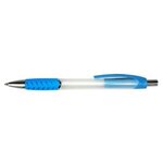 Custom Imprinted Nite Glow Grip Pen - Full Color - Neon Blue