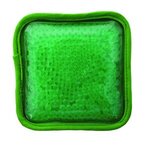 Custom Imprinted Plush Square Gel Bead Hot/Cold Pack Full Color - Green