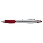 Custom Imprinted Ribbon Spin Top Pen with Stylus - Red