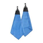 Custom Imprinted Tri-Fold Waffle Towel with Clip - Blue