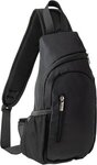 Custom Printed AeroLOFT(TM) Crossbody Sling Backpack - Black/Black